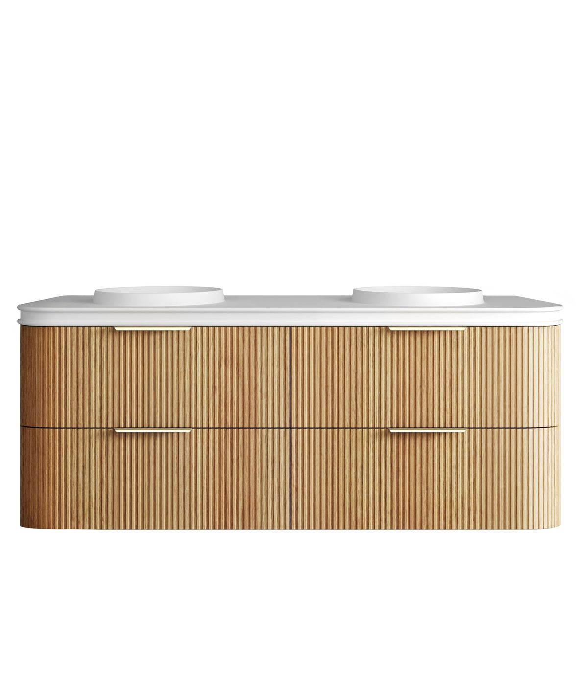 Havana Fluted 1500mm Woodland Oak Wall Hung Curve Vanity