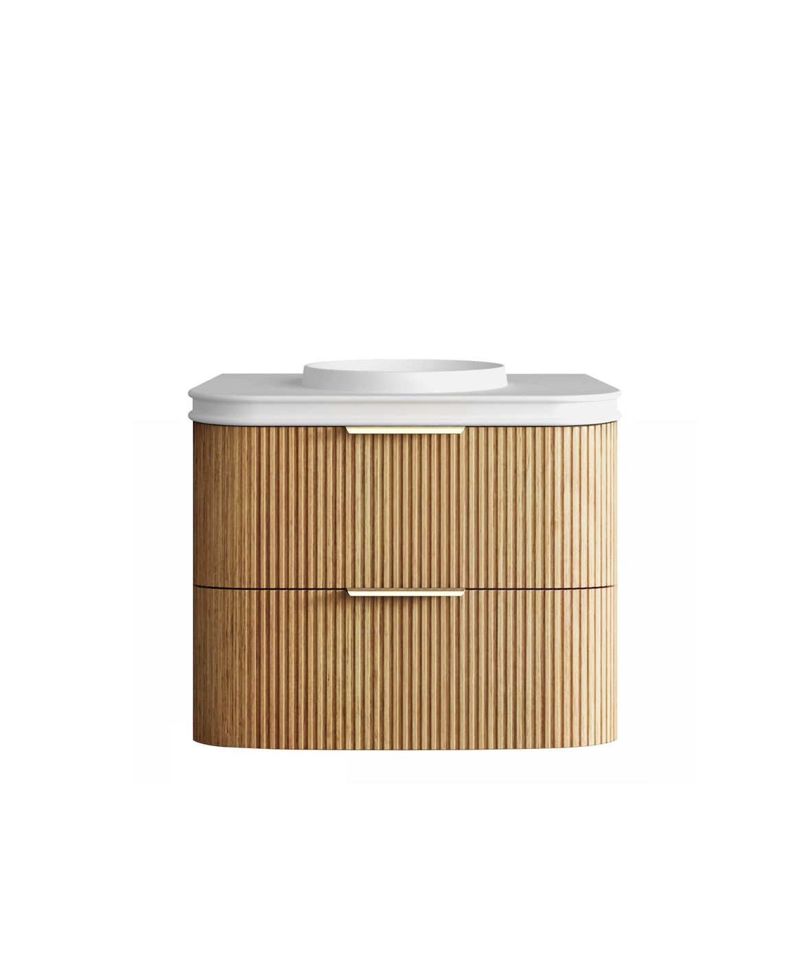 Havana Fluted 750mm Woodland Oak Wall Hung Curve Vanity
