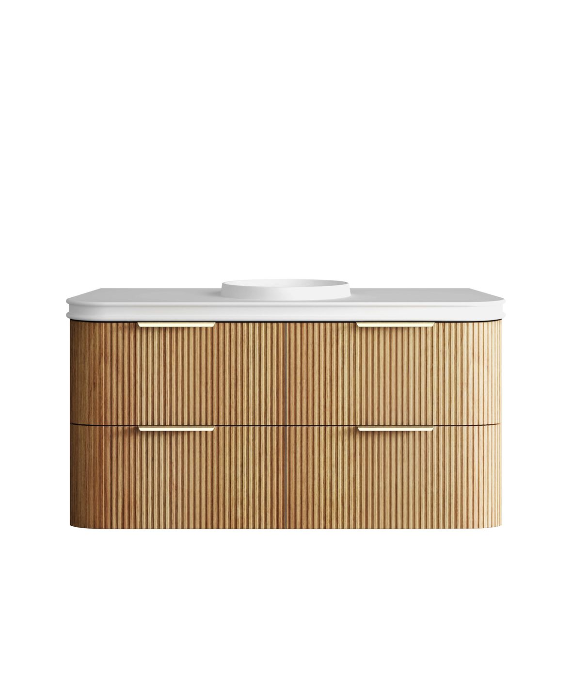 Havana Fluted 1200mm Woodland Oak Wall Hung Curve Vanity
