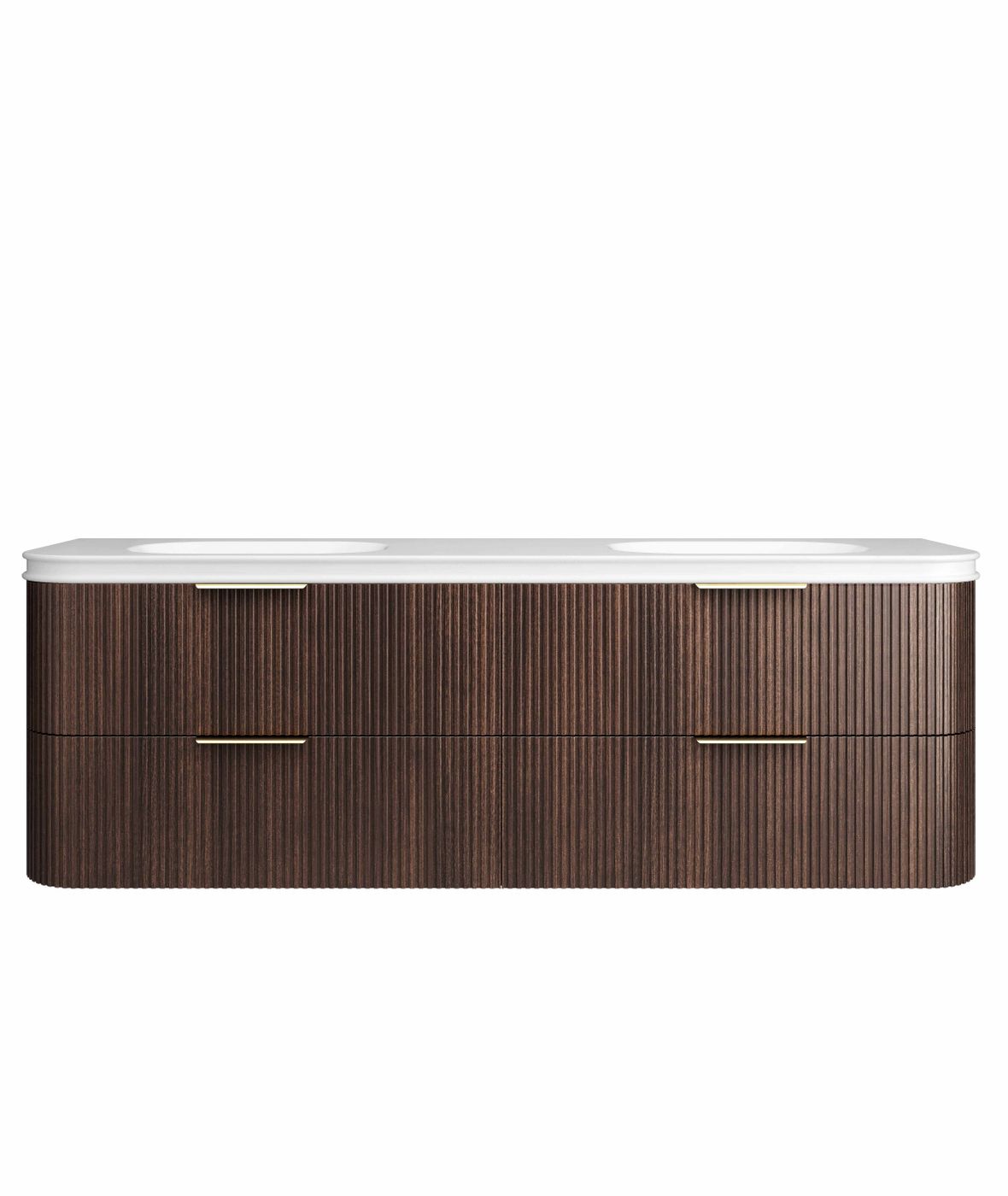 Havana Fluted 1800mm Sable Walnut Wall Hung Curve Vanity