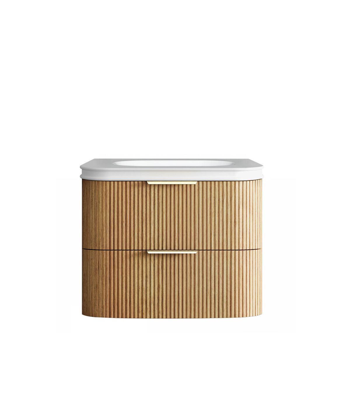 Havana Fluted 750mm Woodland Oak Wall Hung Curve Vanity