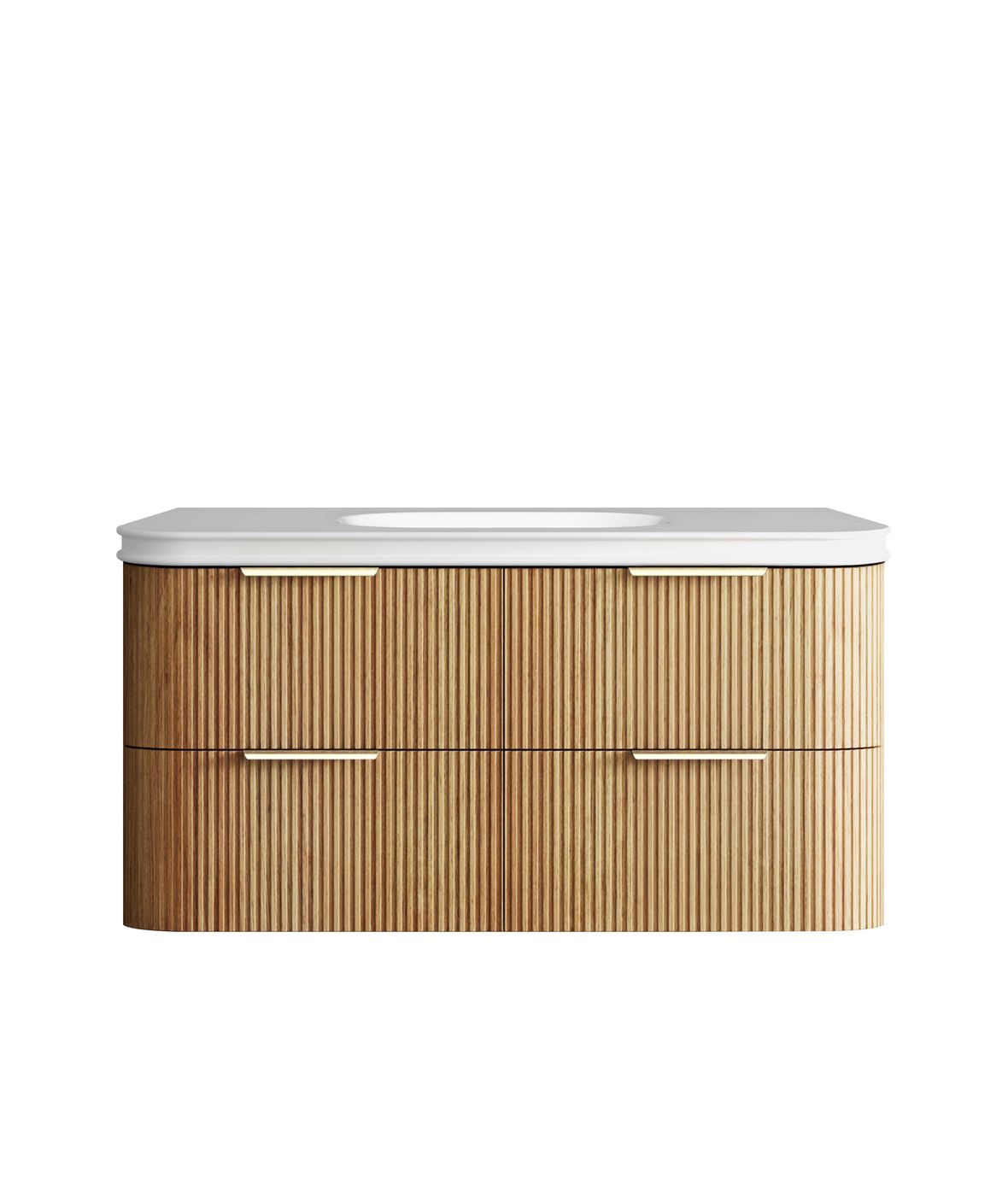 Havana Fluted 1200mm Woodland Oak Wall Hung Curve Vanity