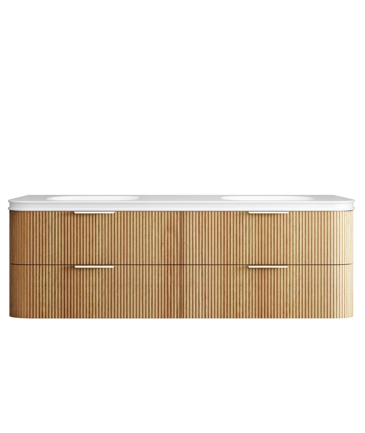 Havana Fluted 1800mm Woodland Oak Wall Hung Curve Vanity