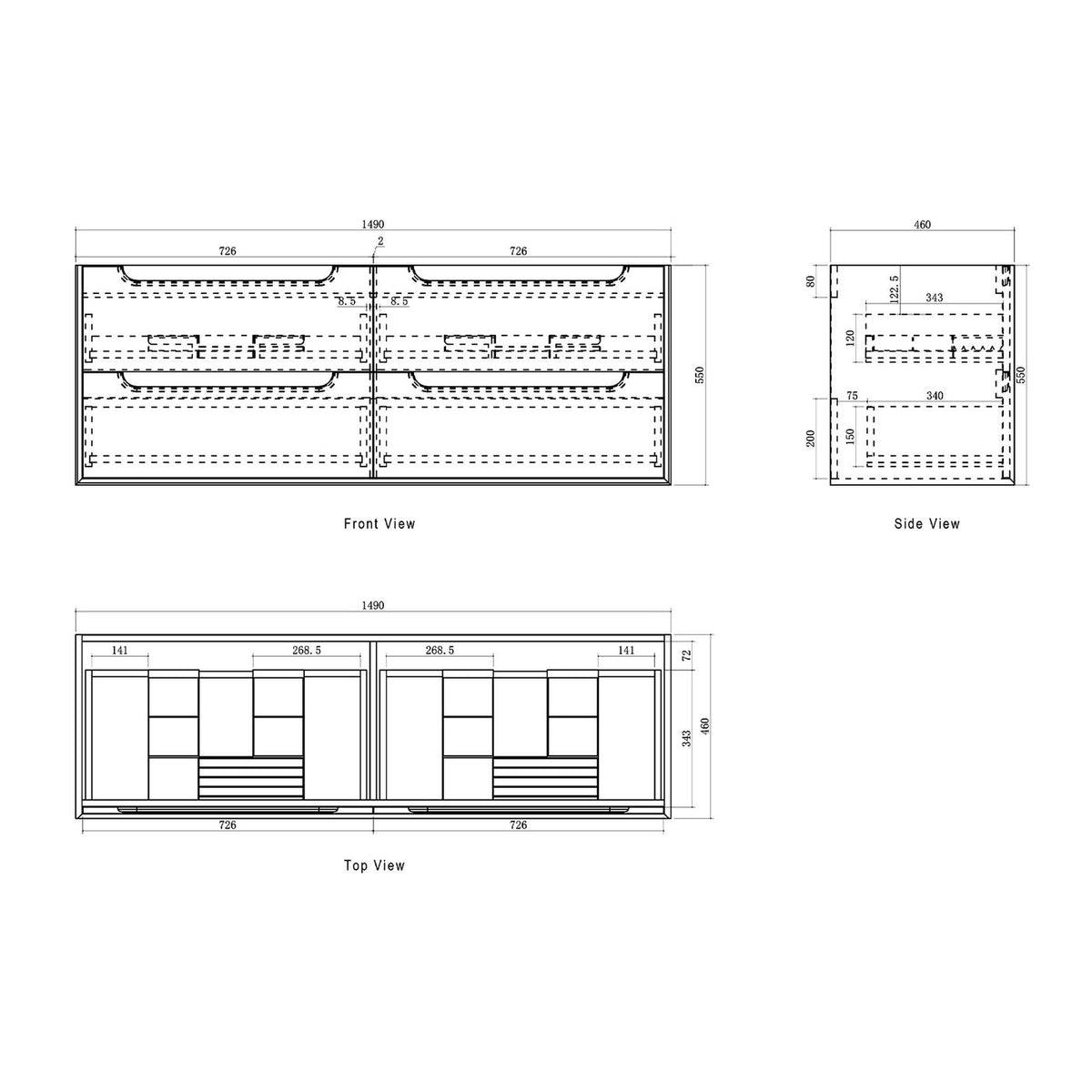 Otti Byron Vanity 1500mm Double Basin