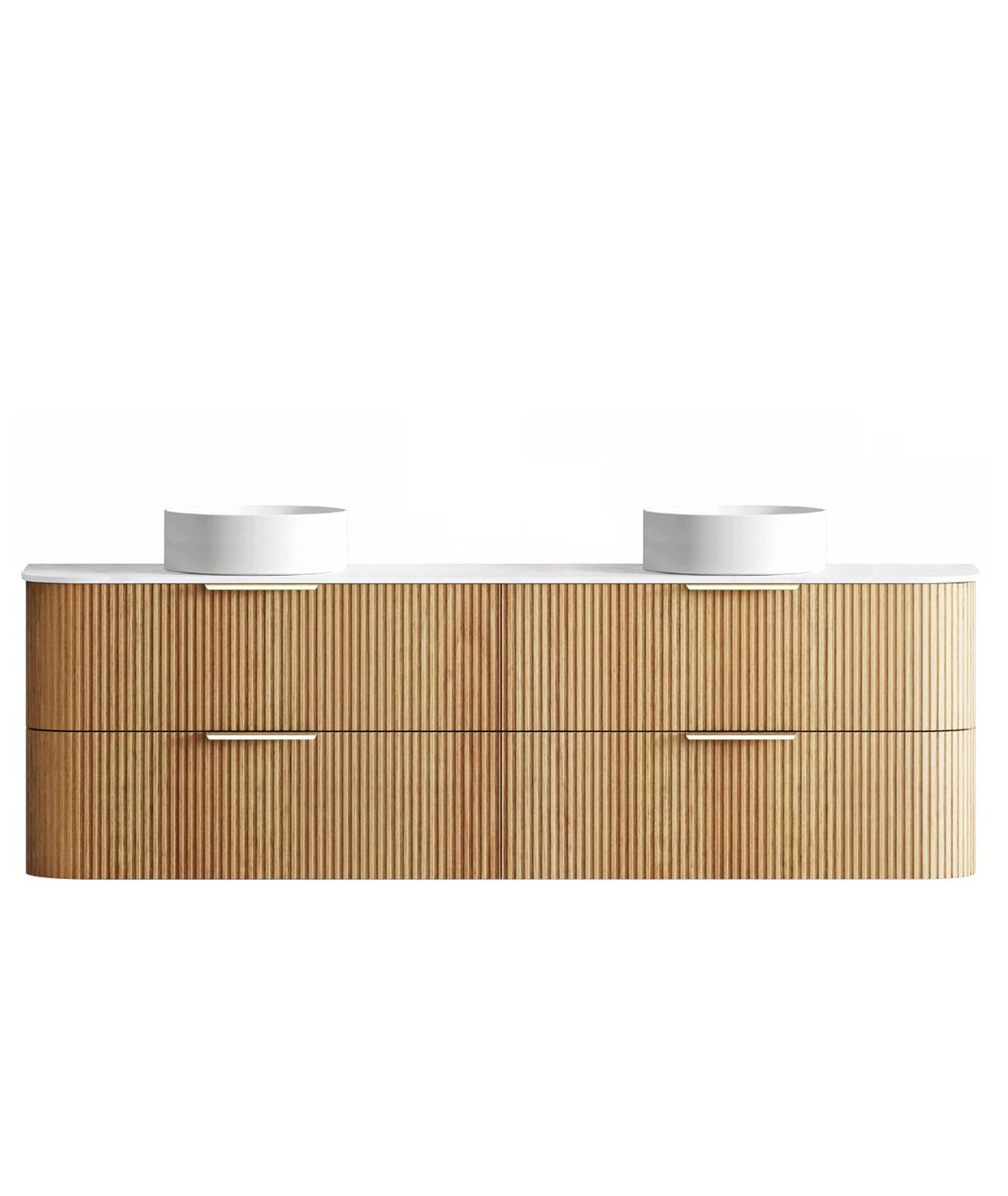 Havana Fluted 1800mm Woodland Oak Wall Hung Curve Vanity