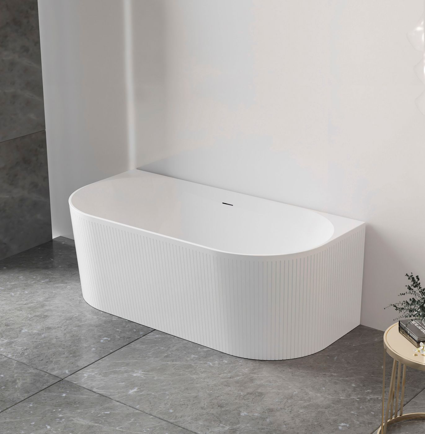 Attica Noosa Fluted 1500 Matte White BTW Multi-fit Bath with Overflow