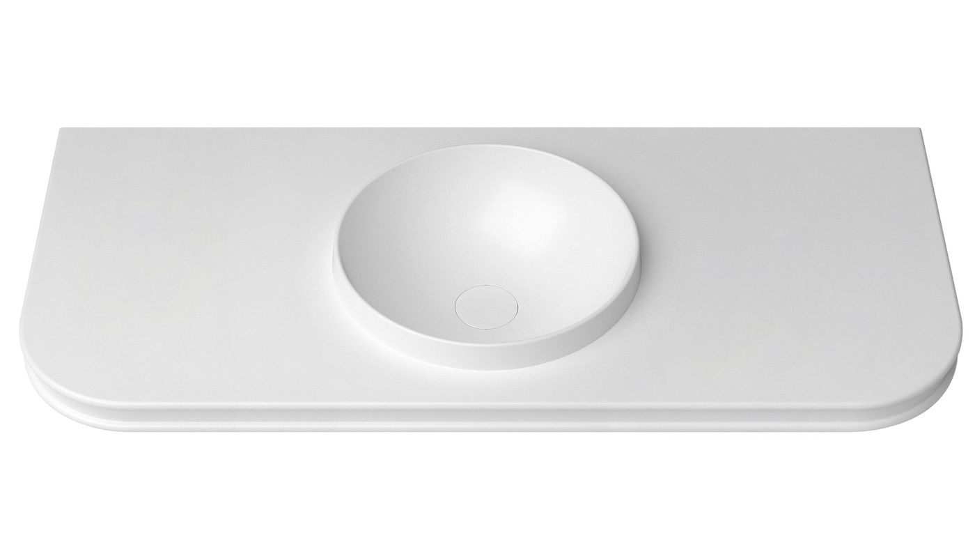 Havana English Edge 1200x500x50 Matte White with Round Basin Top