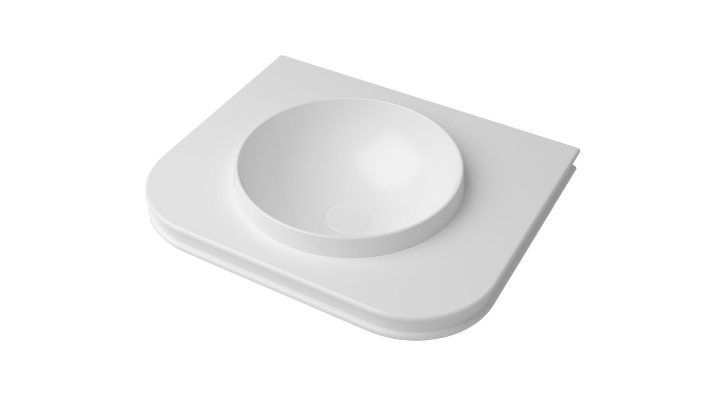 Havana English Edge 600x500x50 Matte White with Round Basin Top