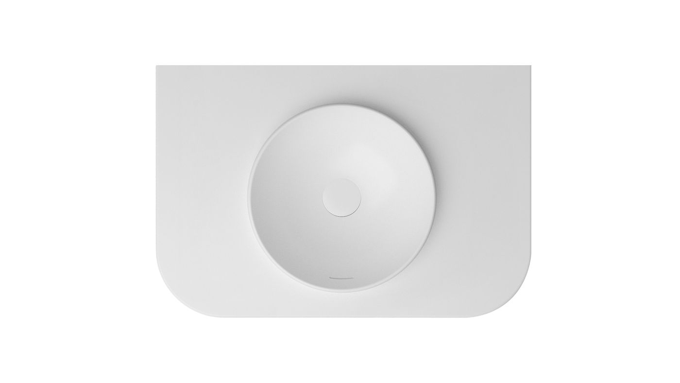 Havana English Edge 750x500x50 Matte White with Round Basin Top