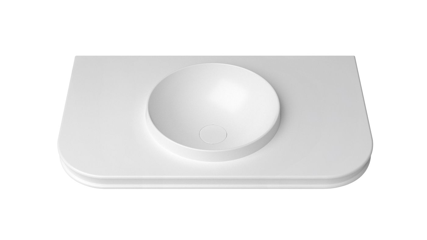 Havana English Edge 900x500x50 Matte White with Round Basin Top