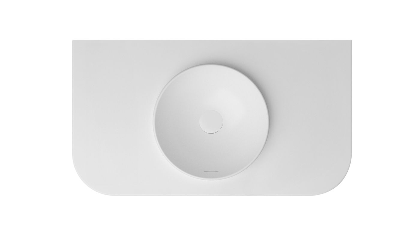 Havana English Edge 900x500x50 Matte White with Round Basin Top