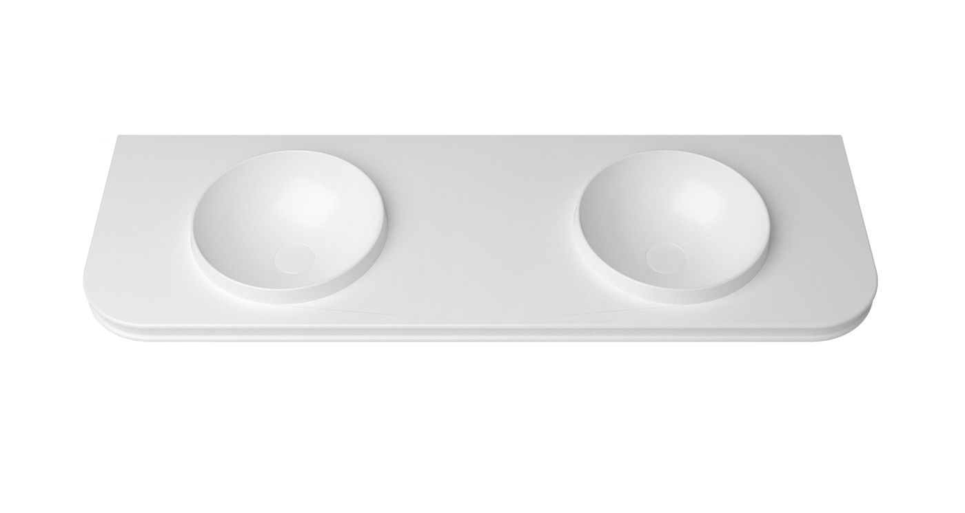Havana English Edge 1500x500x50 Matte White with Round Basin Top