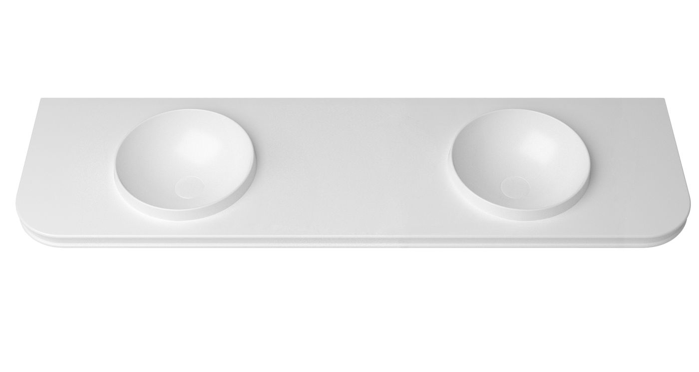 Havana English Edge 1800x500x50 Matte White with Round Basin Top