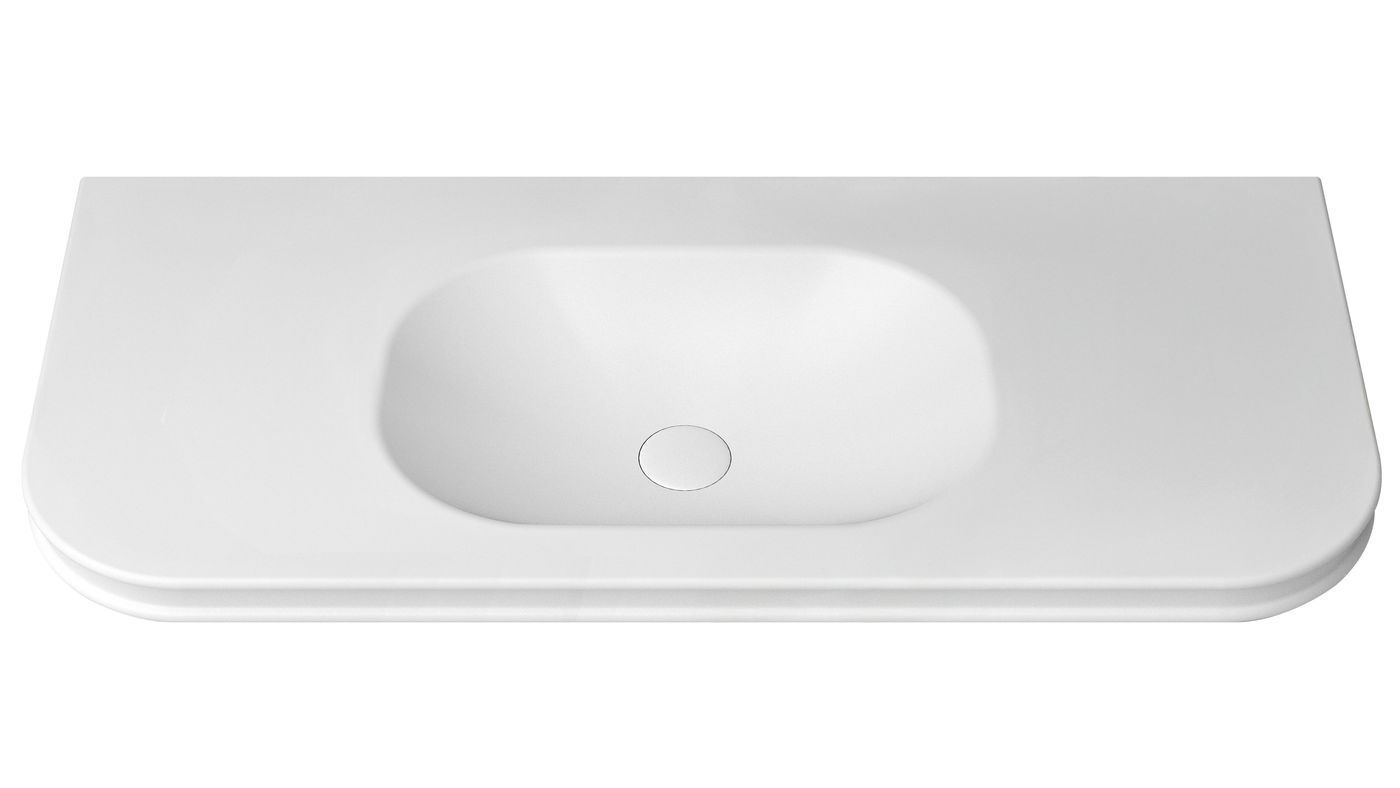 Havana English Edge 1200x500x50 Matte White with Soft Square Basin Top