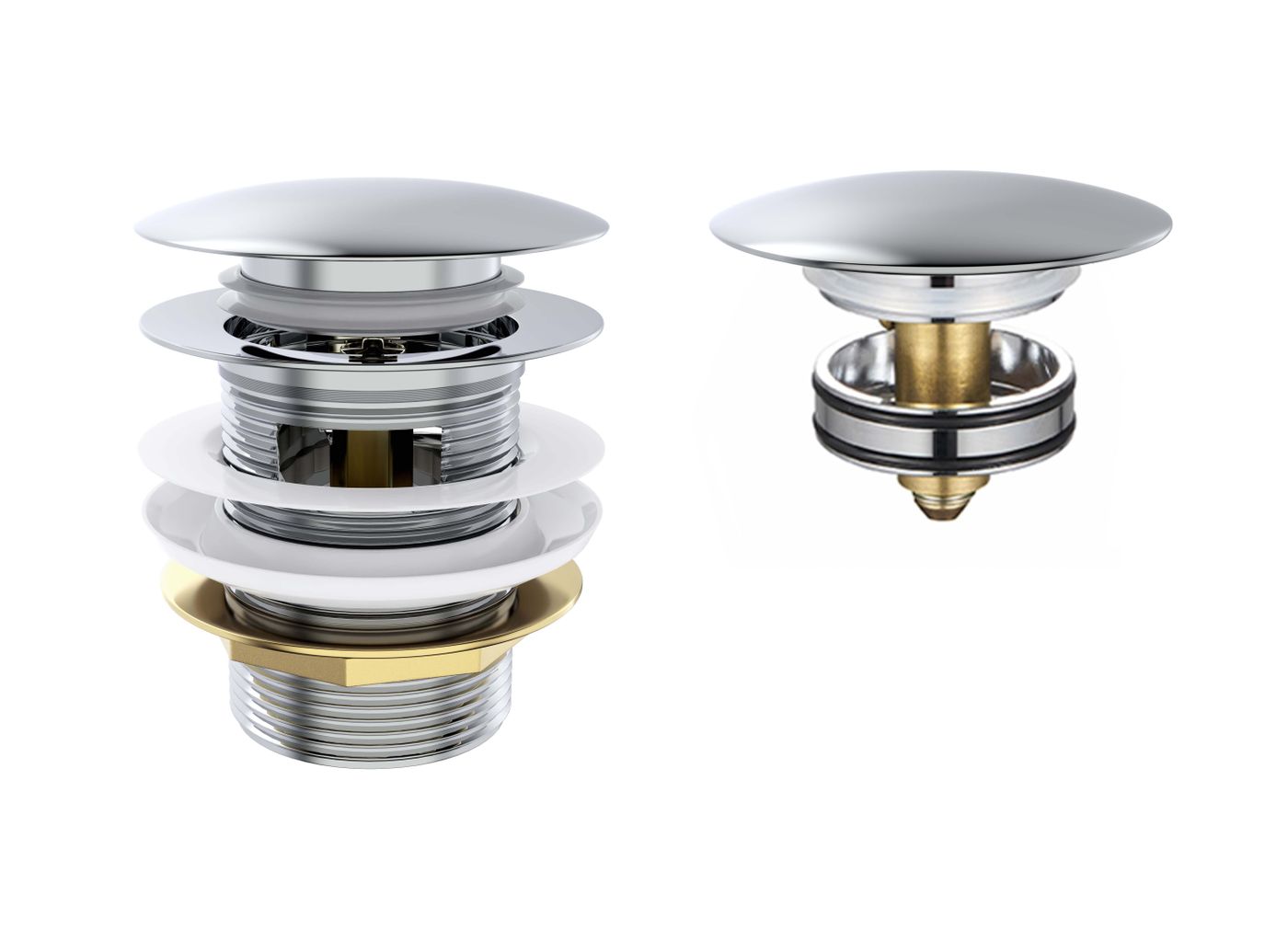 Mushroom Bath Pull Out Popup Waste Overflow Chrome