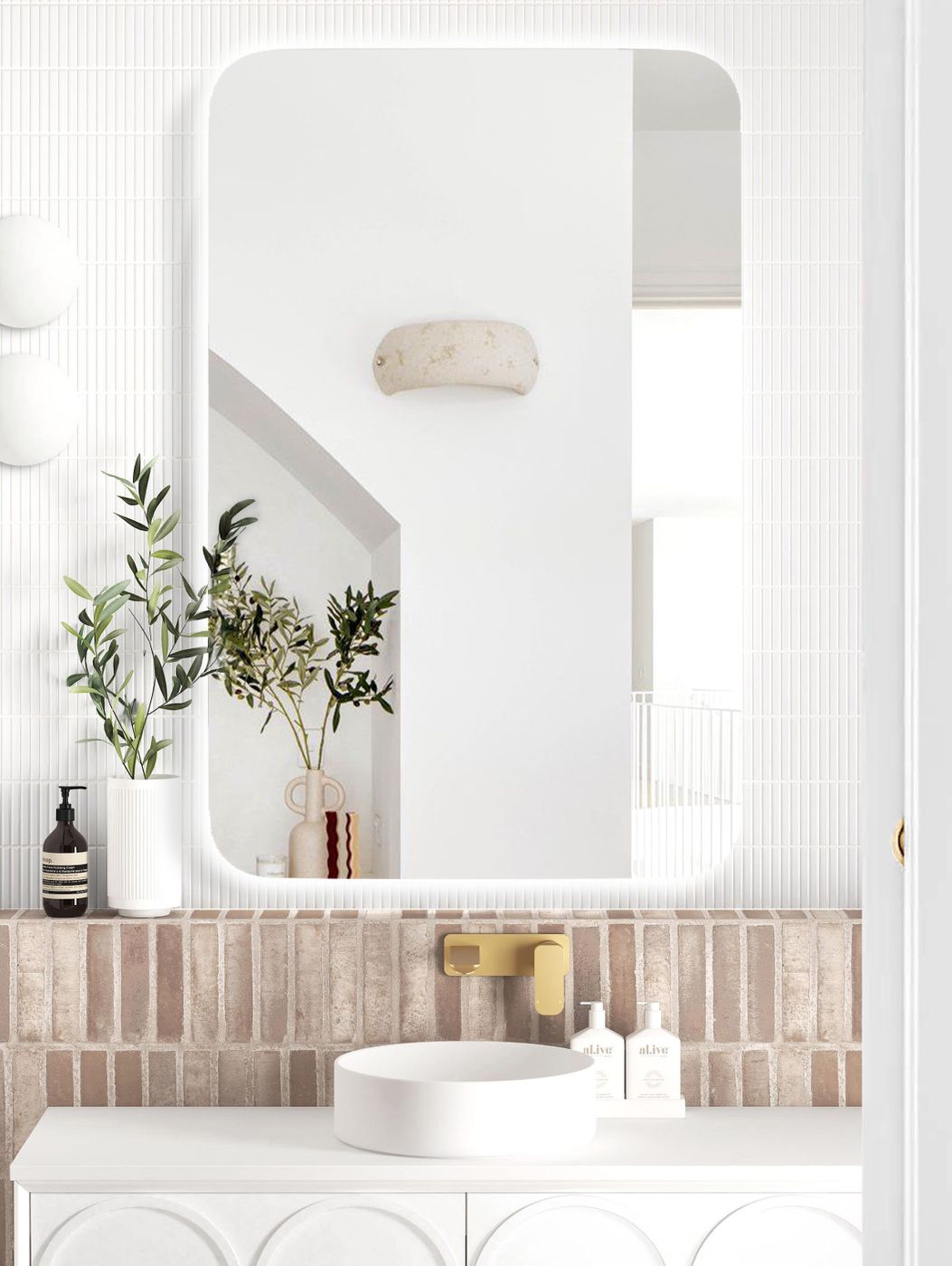 LED Newport 1200(W)x750(H) Frameless Back Lit Tuffi Mirror - Install Horizontal or Vertical