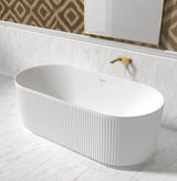 Attica Havana 1500 Matte White Fluted Bath with Overflow