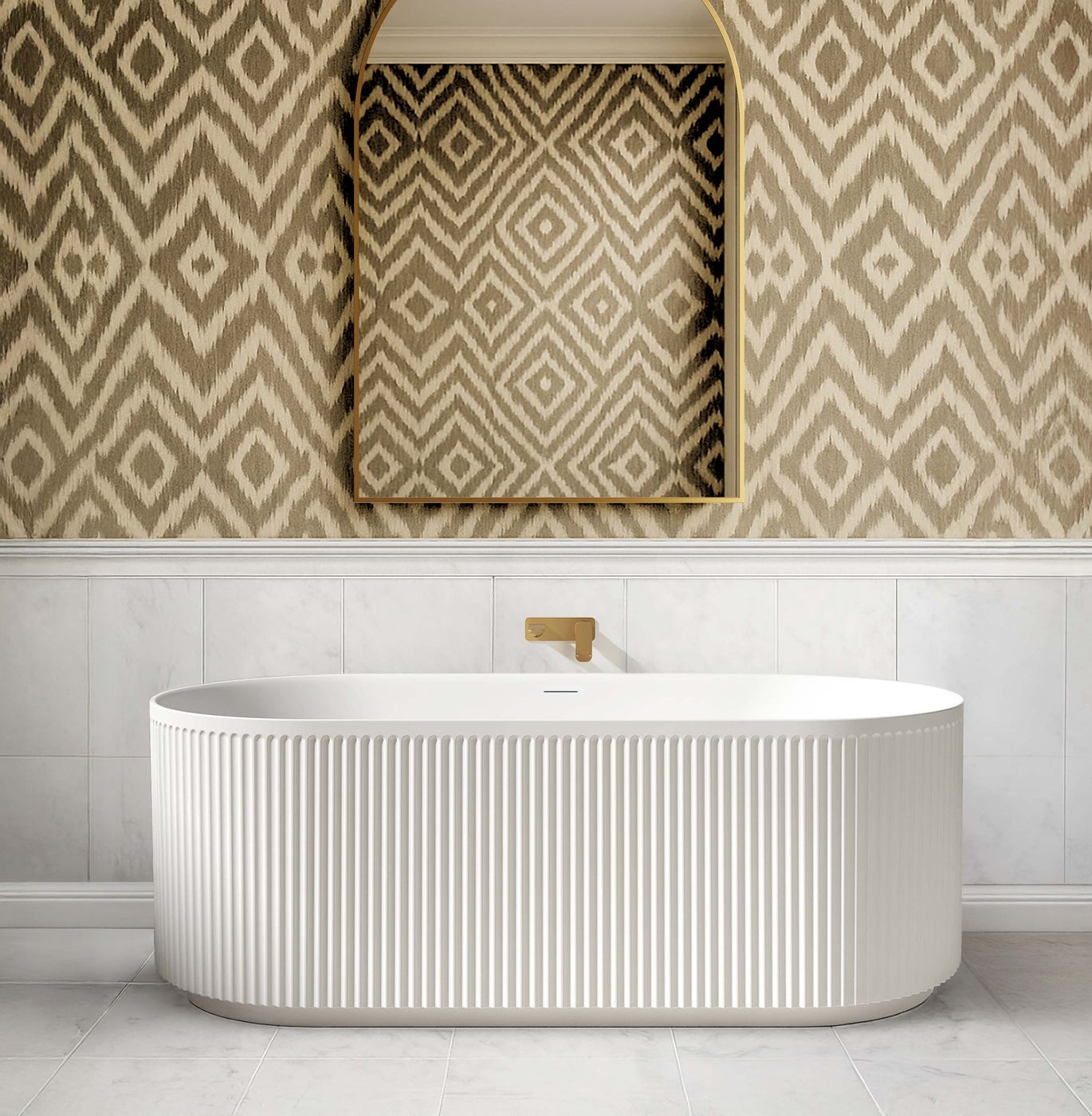 Attica Havana 1700 Gloss White Fluted Bath with Overflow