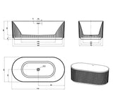 Attica Havana 1700 Matte White Fluted Bath with Overflow
