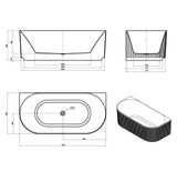 Attica Havana 1700 Matte White BTW Multi-fit Fluted Bath with Overflow
