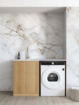 Havana Fluted Woodland Oak Base Laundry Cabinet with Stone Top and Sink 1300x600x900
