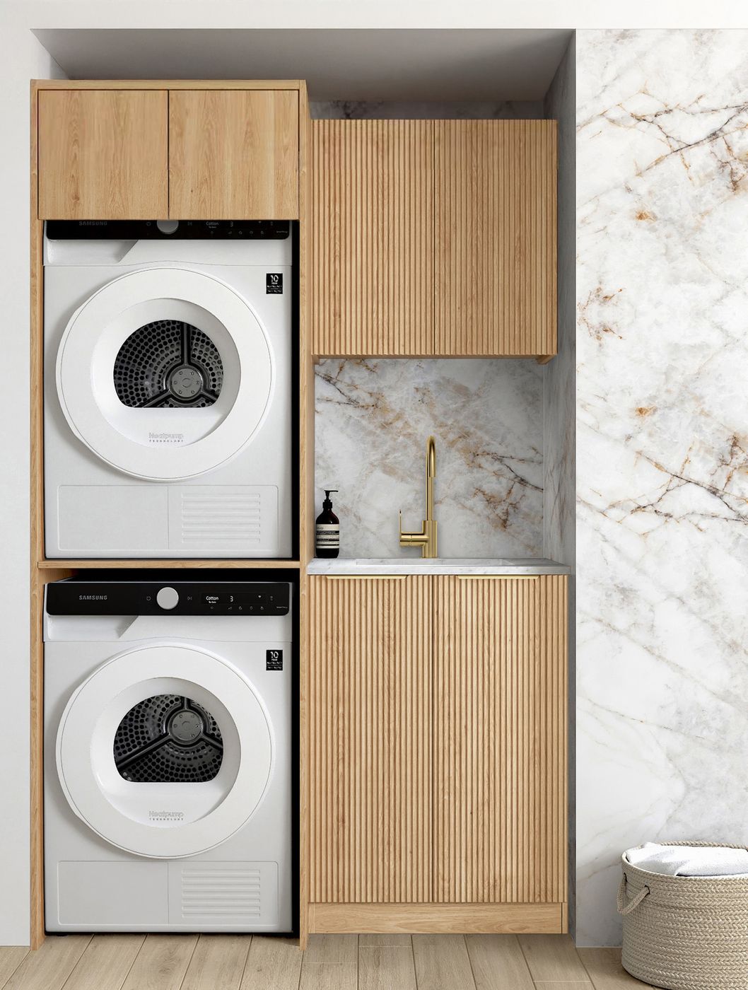 Havana Fluted Woodland Oak Laundry Kit 1305x600x2100