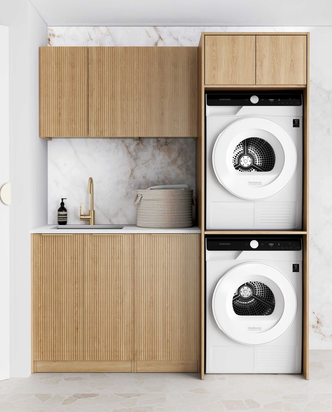 Havana Fluted Woodland Oak Laundry Kit 1715x600x2100