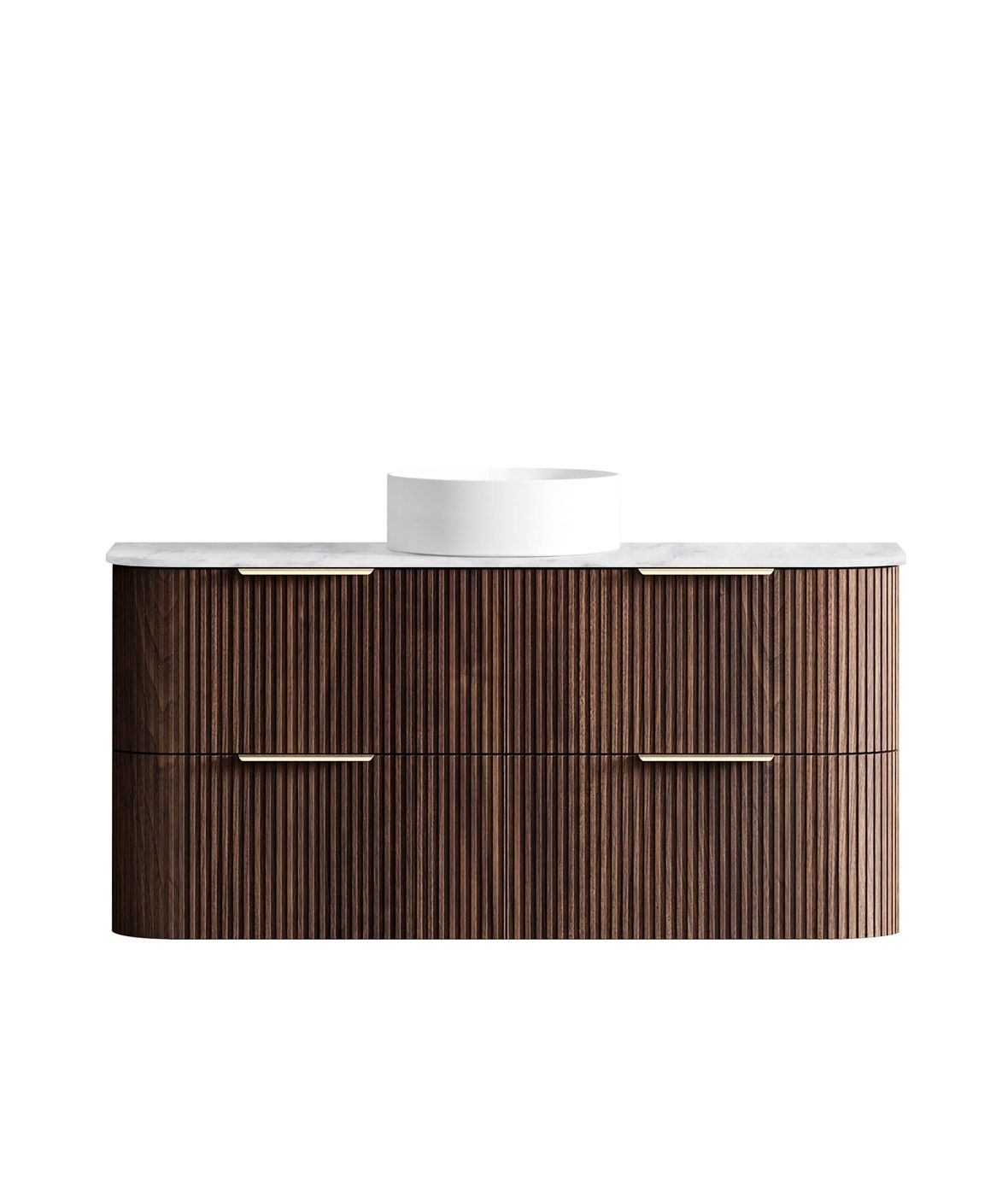Havana Fluted 1200mm Sable Walnut Wall Hung Curve Vanity