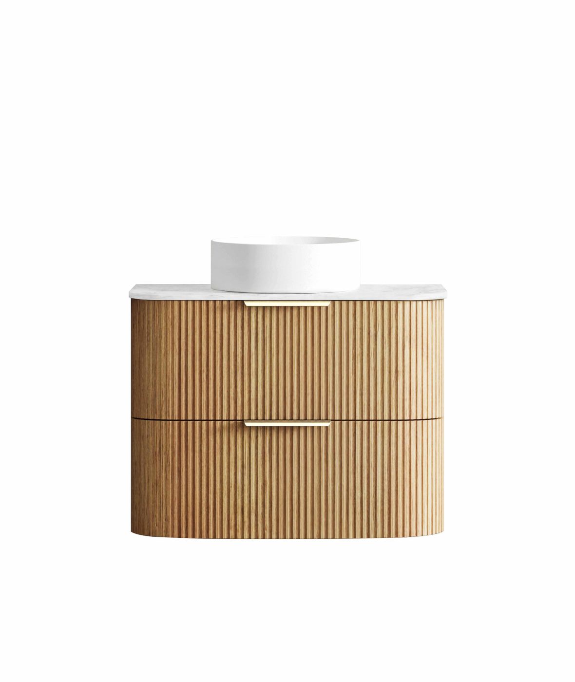Havana Fluted 750mm Woodland Oak Wall Hung Curve Vanity