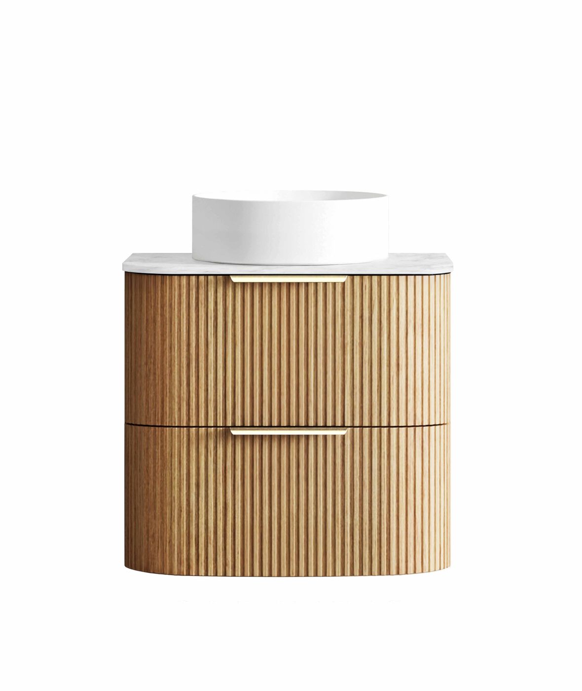 Havana Fluted 600mm Woodland Oak Wall Hung Curve Vanity