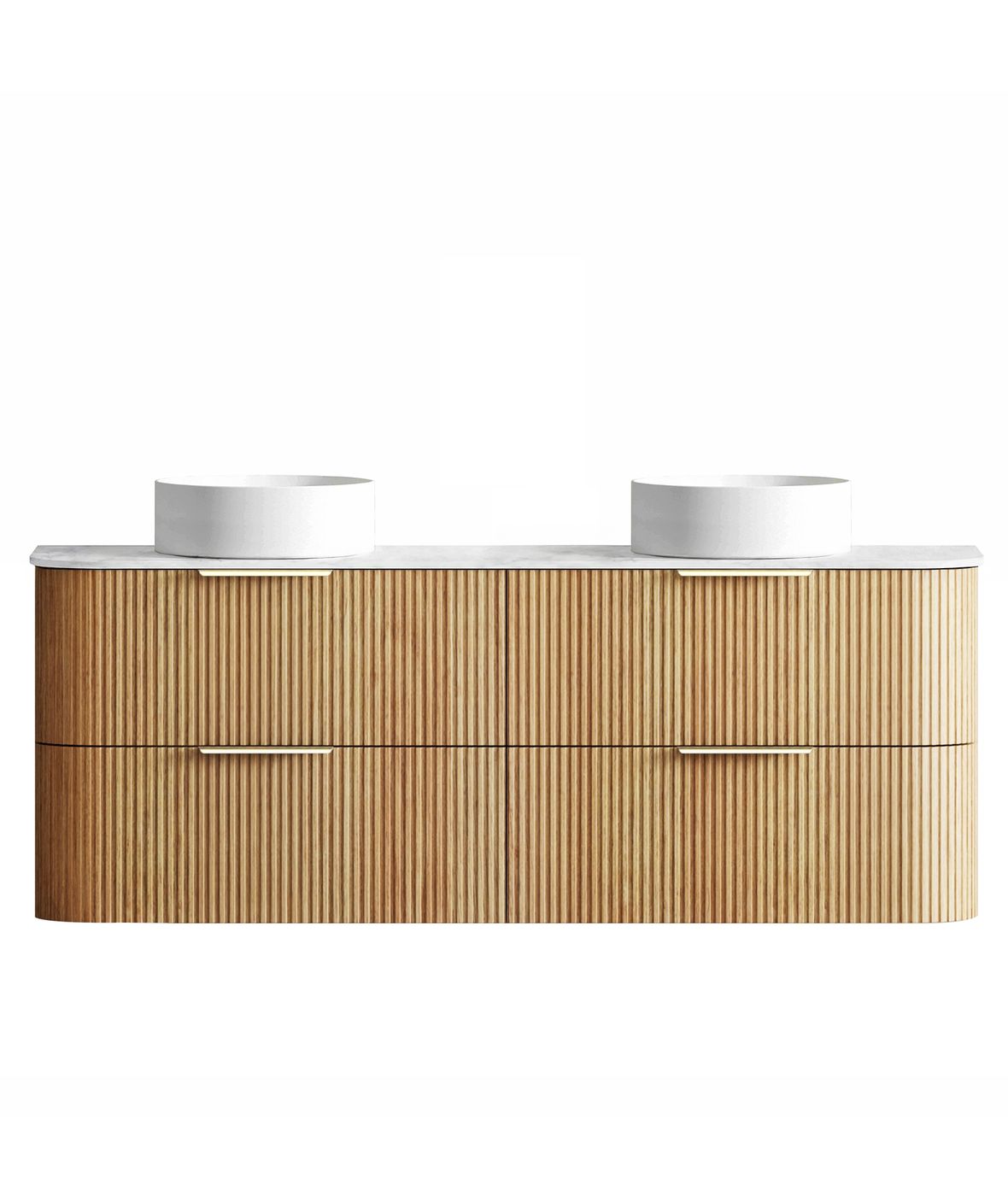 Havana Fluted 1500mm Woodland Oak Wall Hung Curve Vanity
