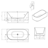 Attica Celine Right Corner 1500 Matte White Bath with Overflow