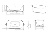 Attica Celine 1500 Matte White Bath with Overflow
