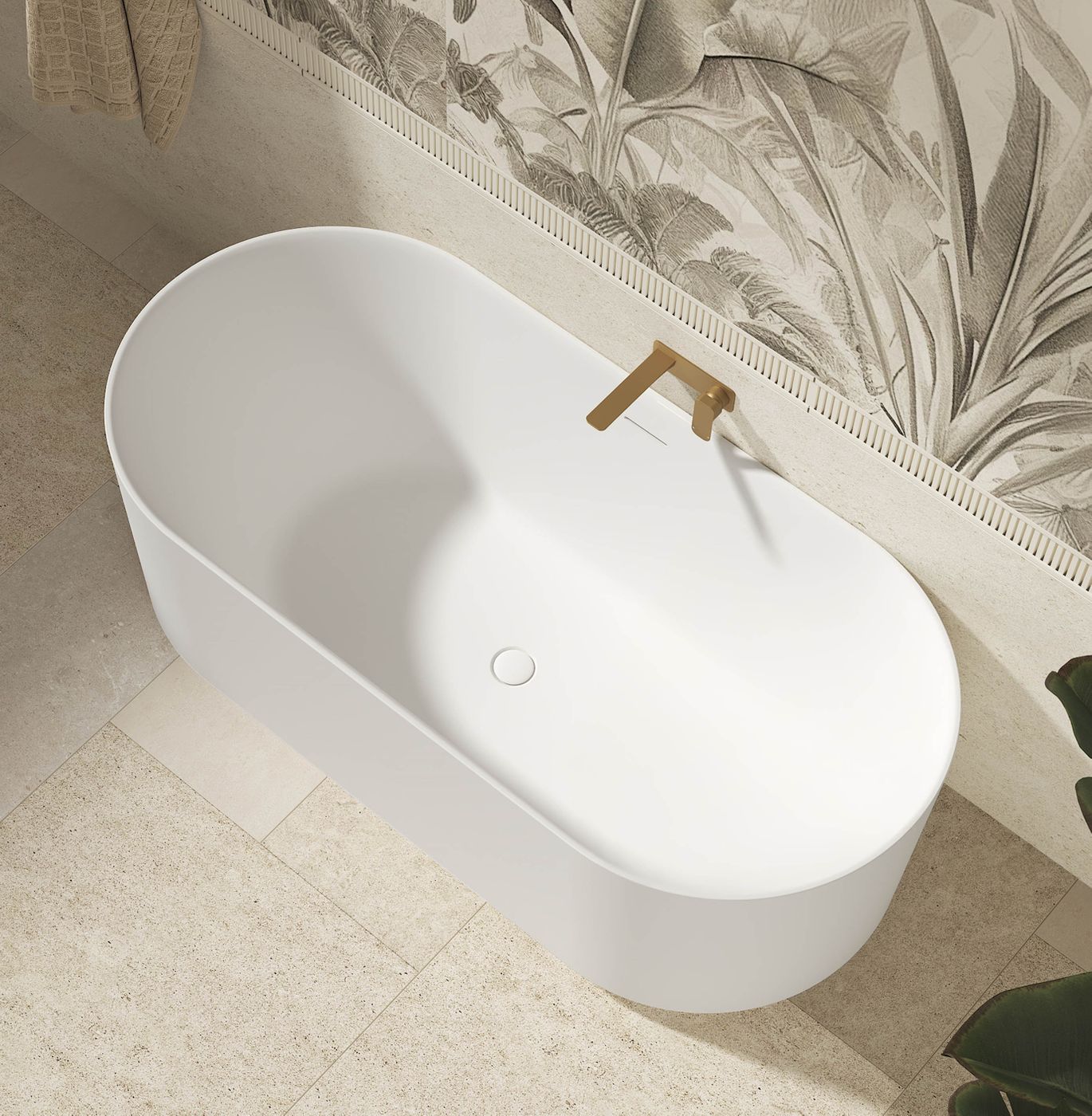 Attica Celine 1500 Matte White Bath with Overflow