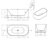Attica Celine 1500 Matte White BTW Multi-fit Bath with Overflow