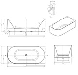 Attica Celine Right Corner 1700 Matte White Bath with Overflow