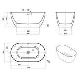 Attica Manolo 1300 Gloss White Bath with Overflow