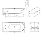 Attica Celine 1700 Matte White BTW Multi-fit Bath with Overflow