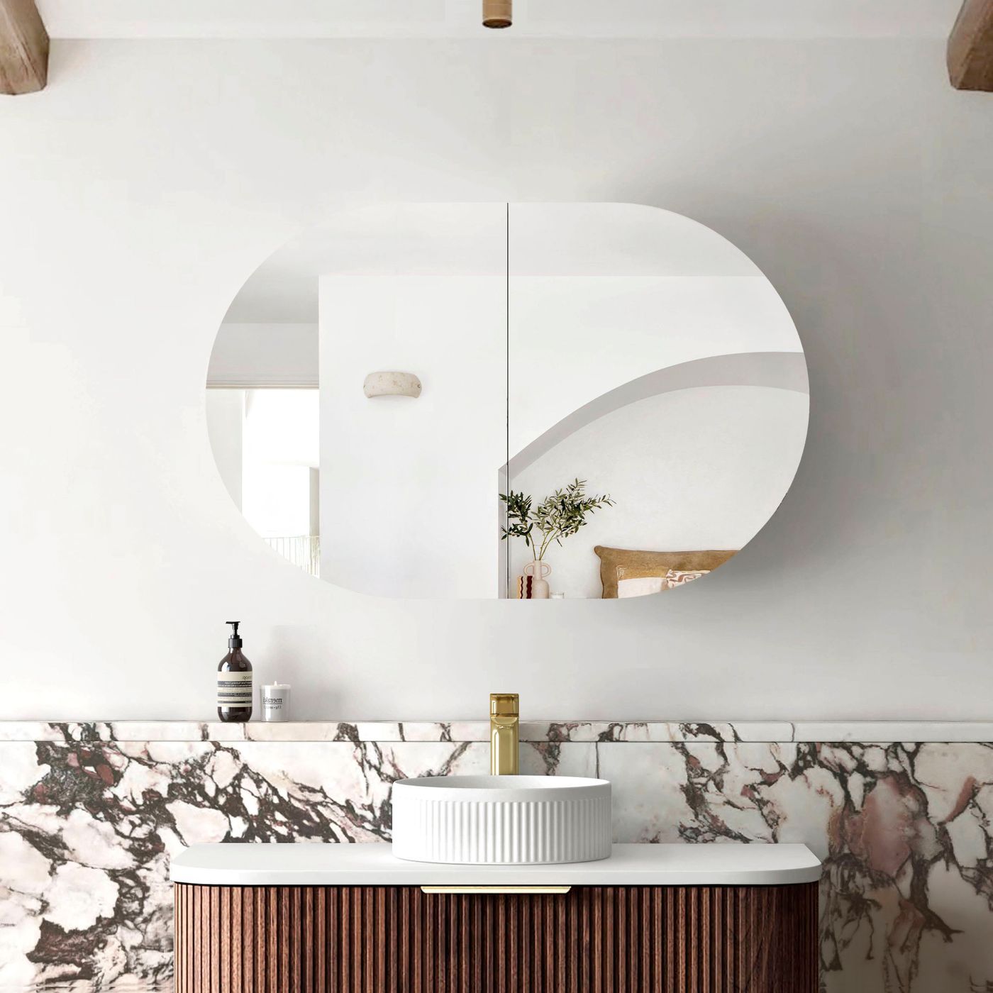 Bondi 900x600 Sable Walnut Shaving Cabinet