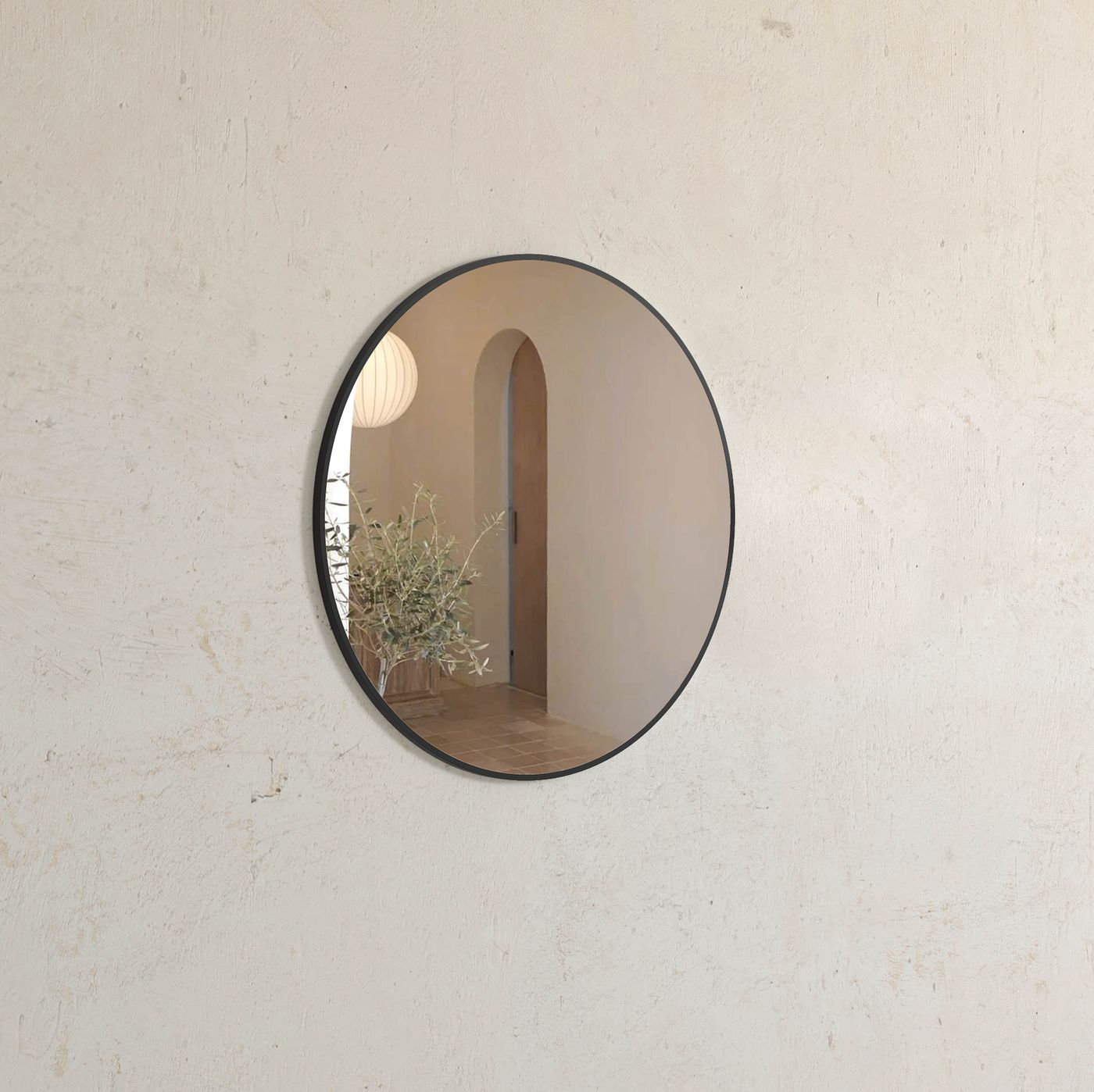 London 700mm Black Metal Frame Tuffi Mirror