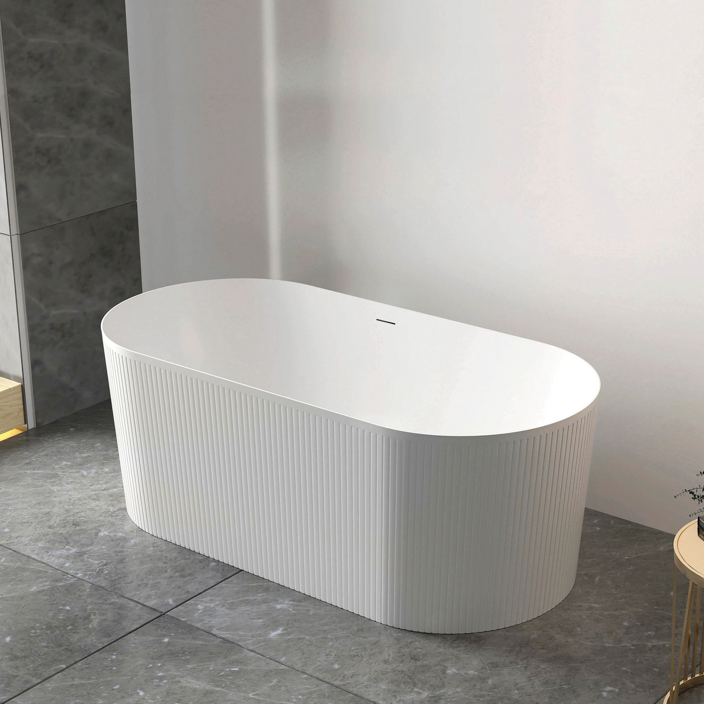 Attica Noosa Fluted 1500 Gloss White Bath with Overflow