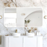 LED Newport 1500(W)x750(H) Frameless Back Lit Tuffi Mirror - Install Horizontal or Vertical