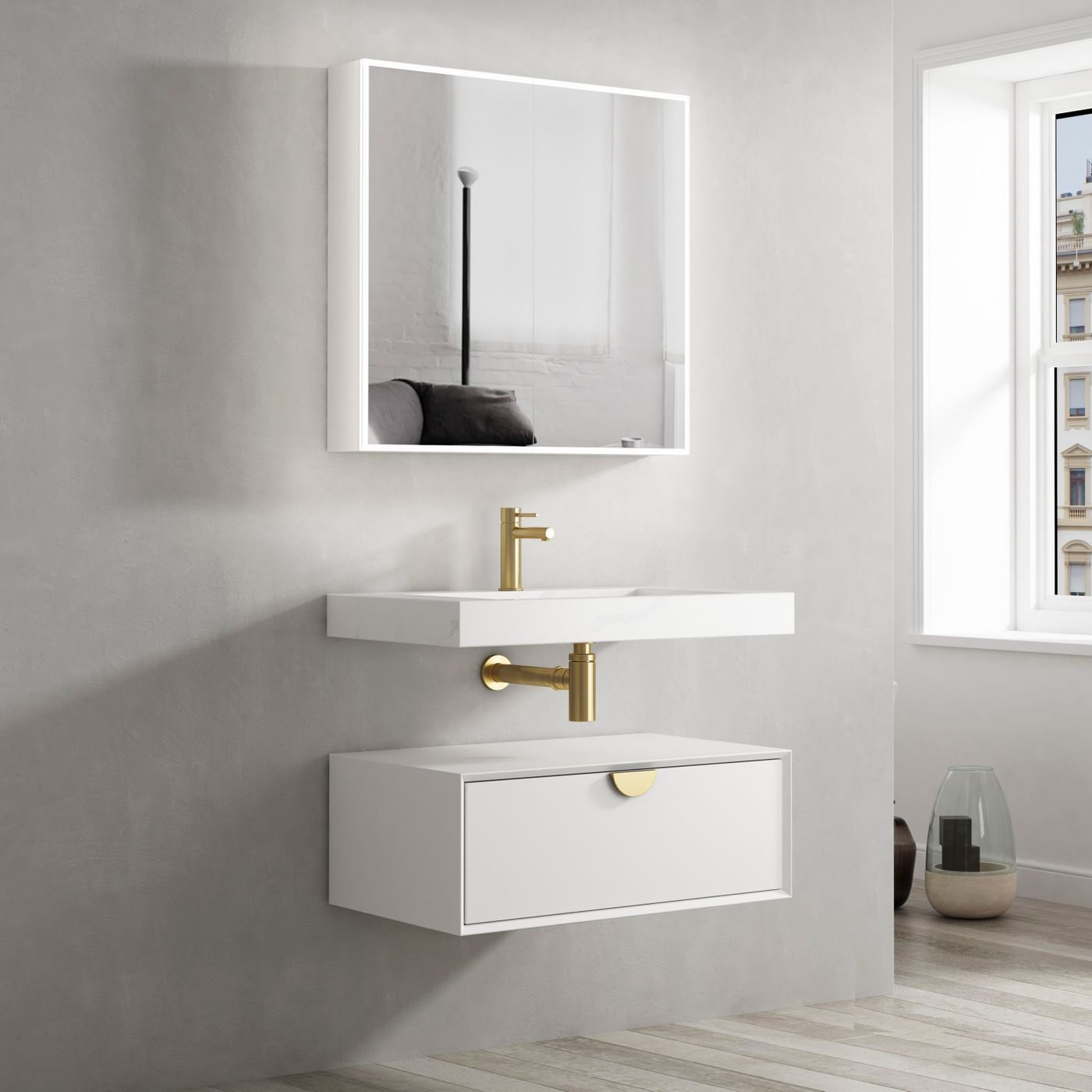 Moonlight 750mm White Wall Hung Cabinet