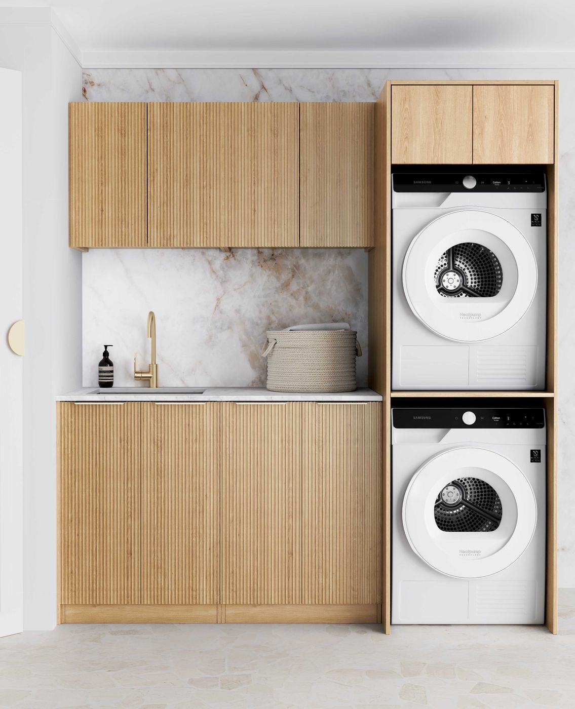 Havana Fluted Woodland Oak Laundry Kit 1960x600x2100