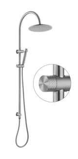 Celine Twin Shower Combo Brushed Stainless Steel - front view