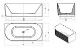 Attica Havana Right Corner 1700 Matte White Fluted Bath with Overflow