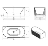 Attica Havana Right Corner 1500 Matte White Fluted Bath with Overflow