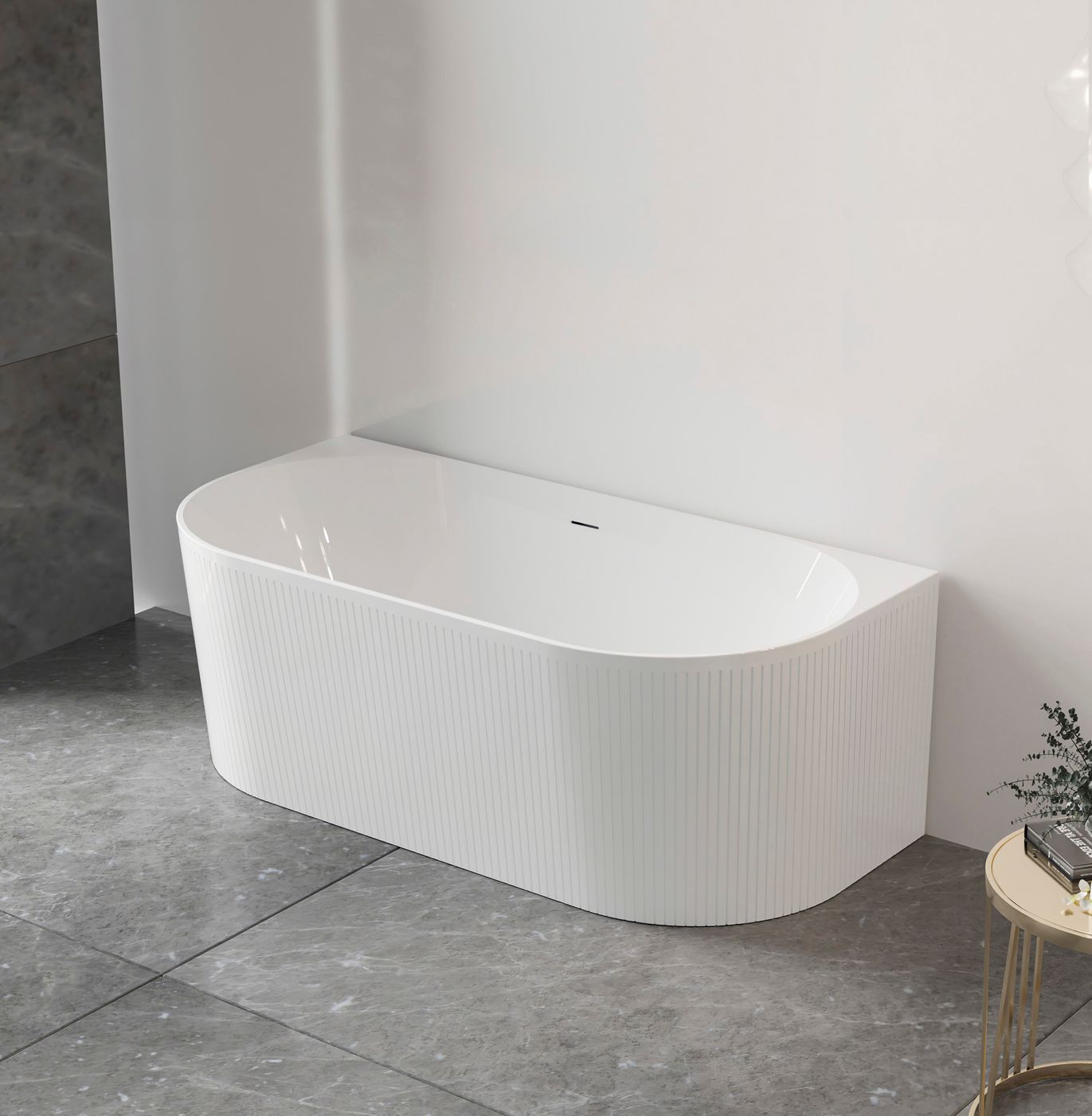 Attica Noosa Fluted 1700 Gloss White BTW Multi-fit Bath with Overflow