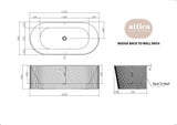Attica Noosa Fluted 1700 Gloss White BTW Multi-fit Bath with Overflow