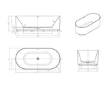 Attica Celine 1700 Matte White Bath with Overflow